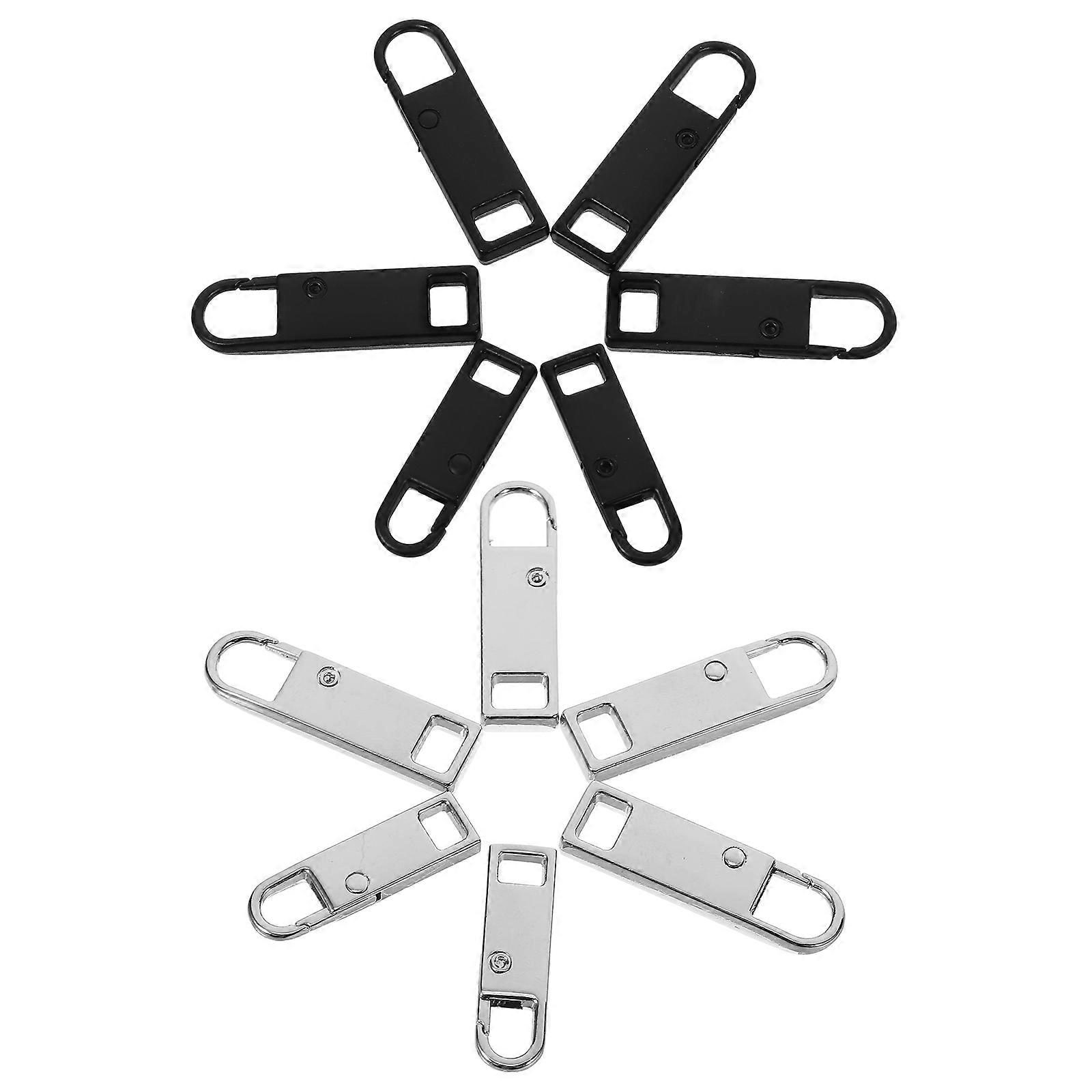 Metal Zipper Pull Tabs for Clothes with Assorted Colors 12 Pieces Replacement for Backpacks Jackets