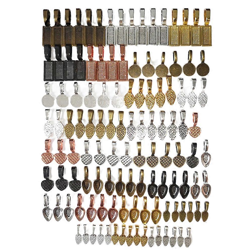Adaptador de colar, pingentes, descobertas para fazer joias, bandeja de suporte com moldura de tempo, cores mistas, pacote com 240 unidades
