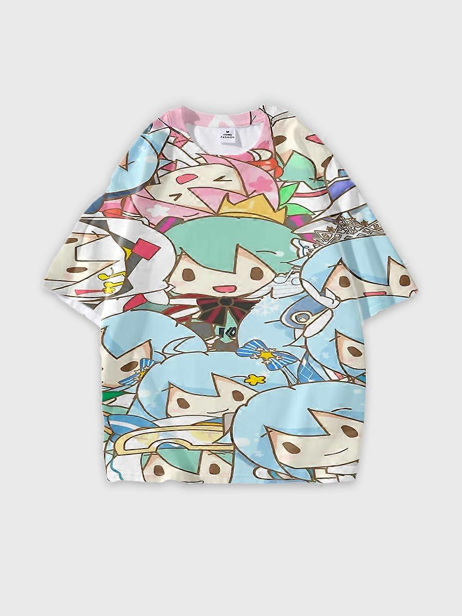 T-shirt round neck Role Pattern loose short sleeve C716