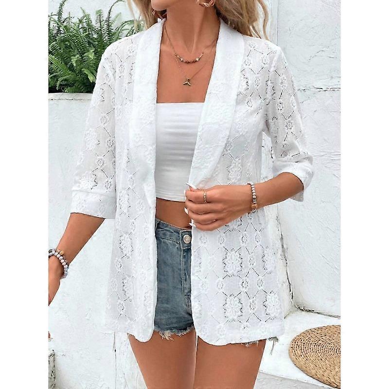 Autumn and Winter Women's Elegant Pure Colour Lace Lapel Casual Suit