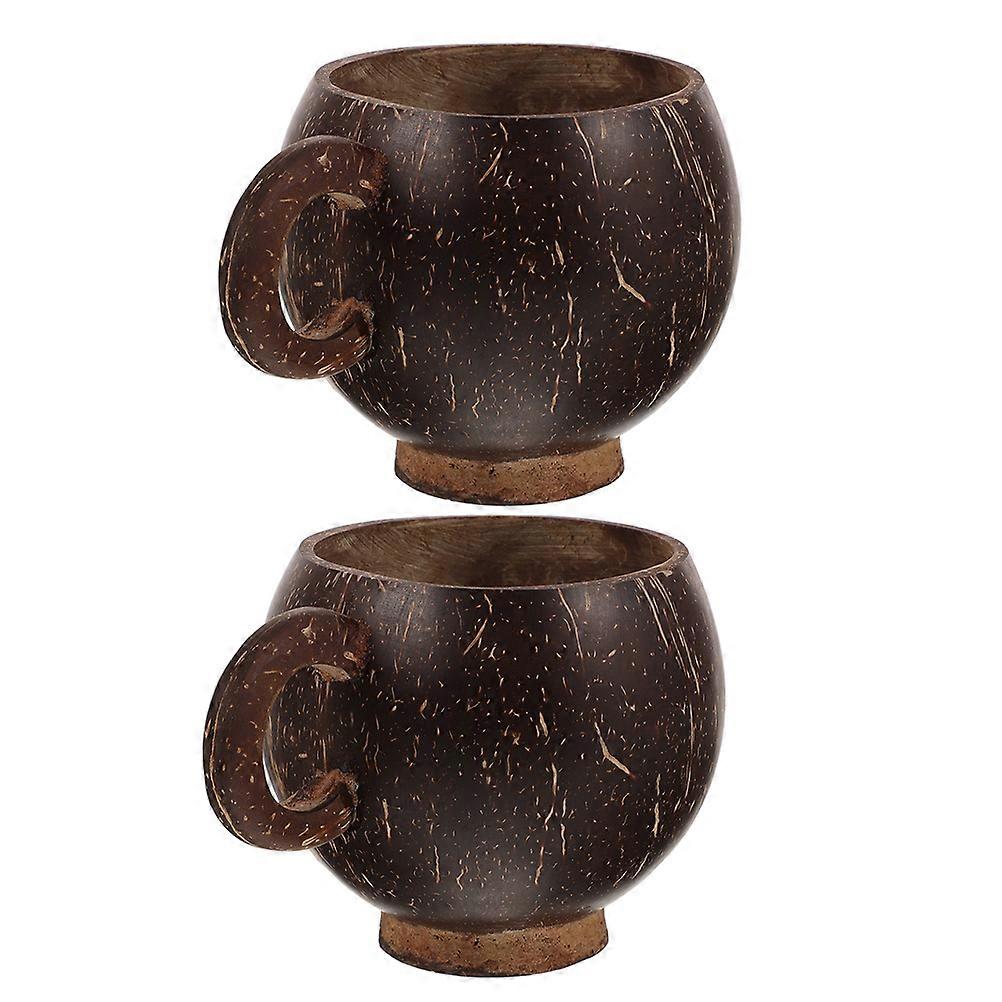 Large Capacity Coconut Shell Wooden Mug with Handle Ideal for Coffee and Juice Storage Use Coffee Color
