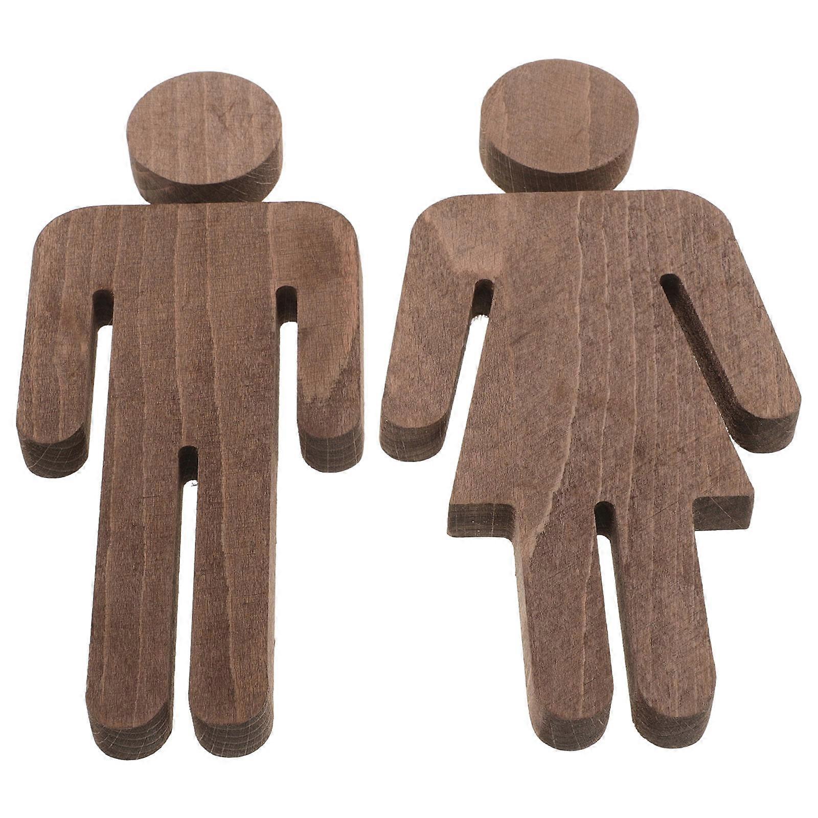 Wood Bathroom Sign for Home Decor Unique Funny Restroom Sign Wall Decor Coffee Color Indoor Outdoor Use
