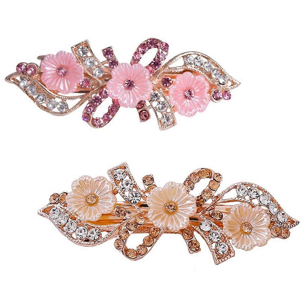 حجر الراين زهرة الشعر مقاطع أنيقة روز ذيل الحصان أصحاب دائم بوبي دبابيس صغيرة متنوعة لؤلؤة الوردي أنيق الشعر اكسسوارات لحفلات الزفاف