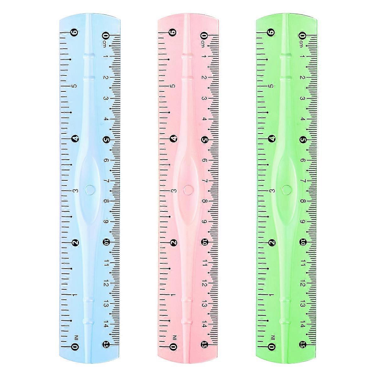 NUOLUX 12 Pcs Plastic Transparent Rulers for Kids School Stationery Office Measuring 15CM Assorted