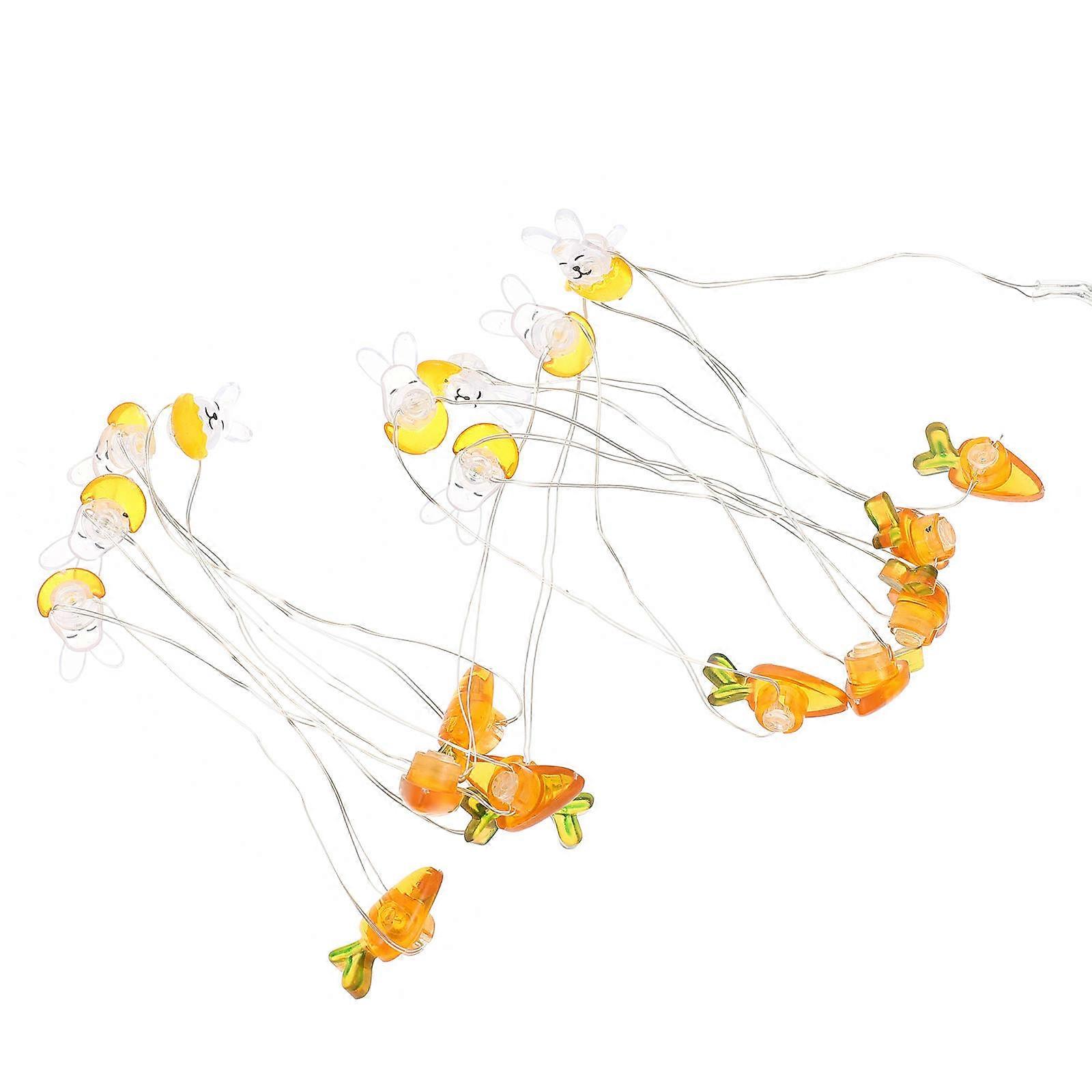 Easter Rabbit LED String Lights, Battery Operated Copper Wire Fairy Lamp with Bunny and Carrot Design for Festival and Party Decorations