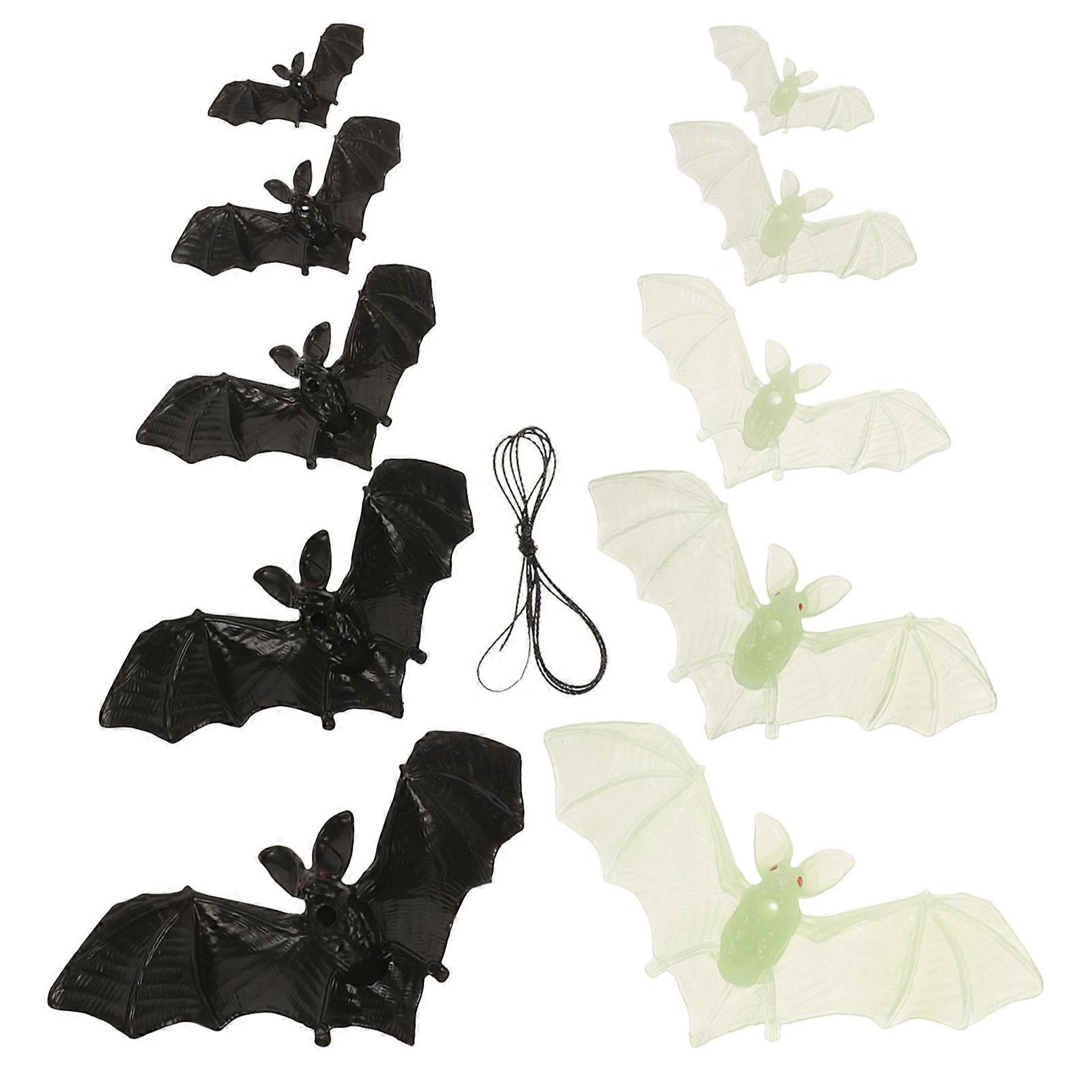 10pcs Glow in the Dark Halloween Bat Decorations for Spooky Wall & Ceiling – Realistic Hanging Bats for Parties & Haunted House Themes