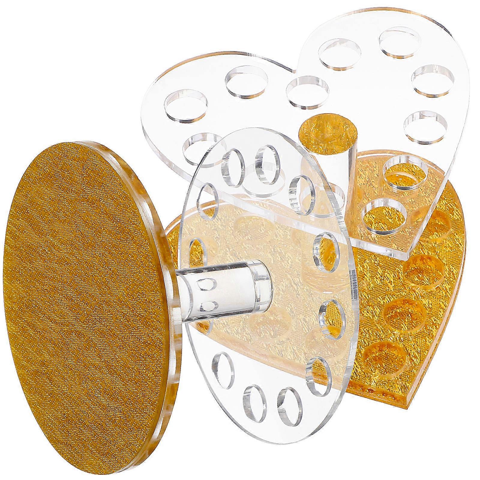 Brushes Tools Holder 2 Pcs Light Brown Round Shape For Nail Training And Practice With Elegant Storage