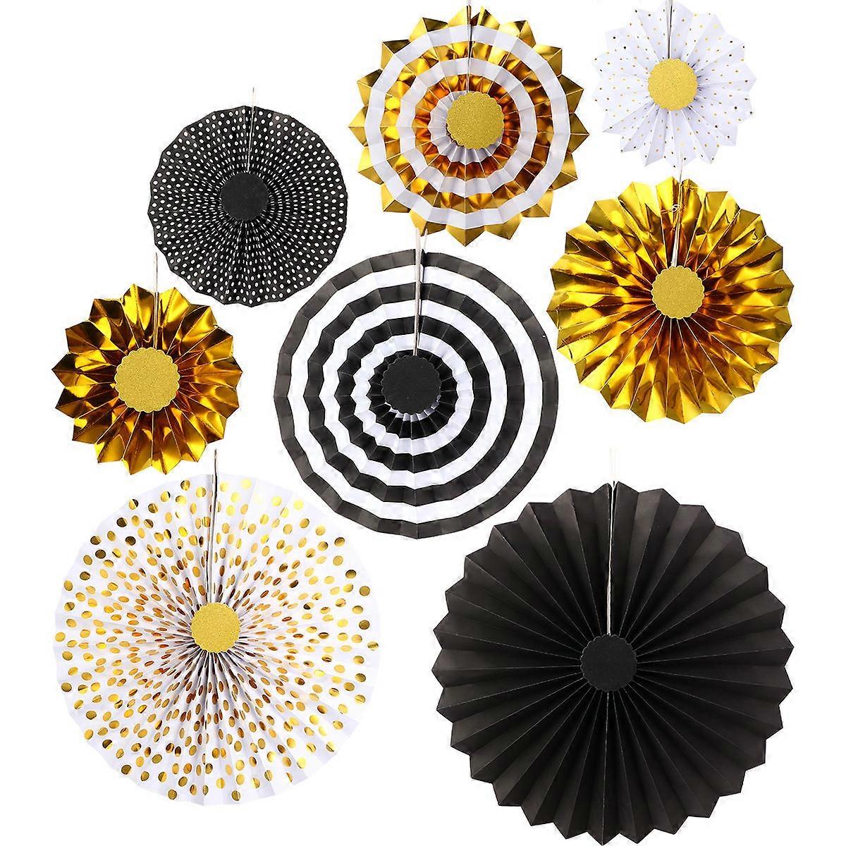 ליל כל הקדושים DIY נייר פרח מאוורר סט שחור זהב מקורה מסיבת תפאורה קל הרכבה מלאכת קיר קישוט אביזרים