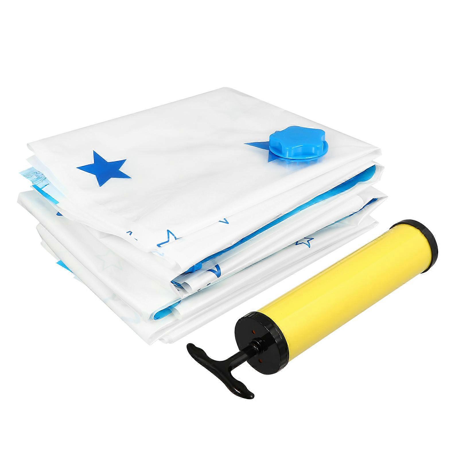 Vacuum Compression Bags Set with Pump for Clothes, Bedding, Quilts   Space Saving Storage Solution for Moisture and Insect Protection