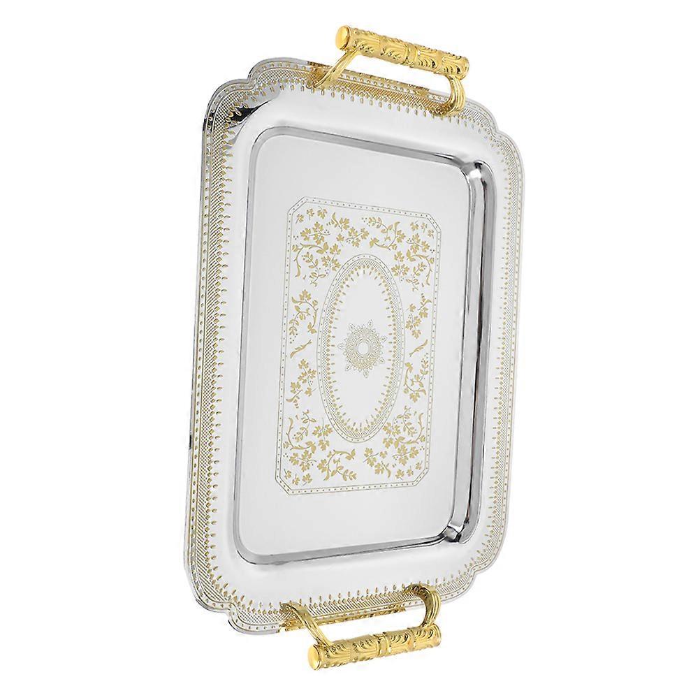 Luxury Serving Dish Plate For Hotels With Golden Rectangular Design Ideal For Displaying 1Pcs