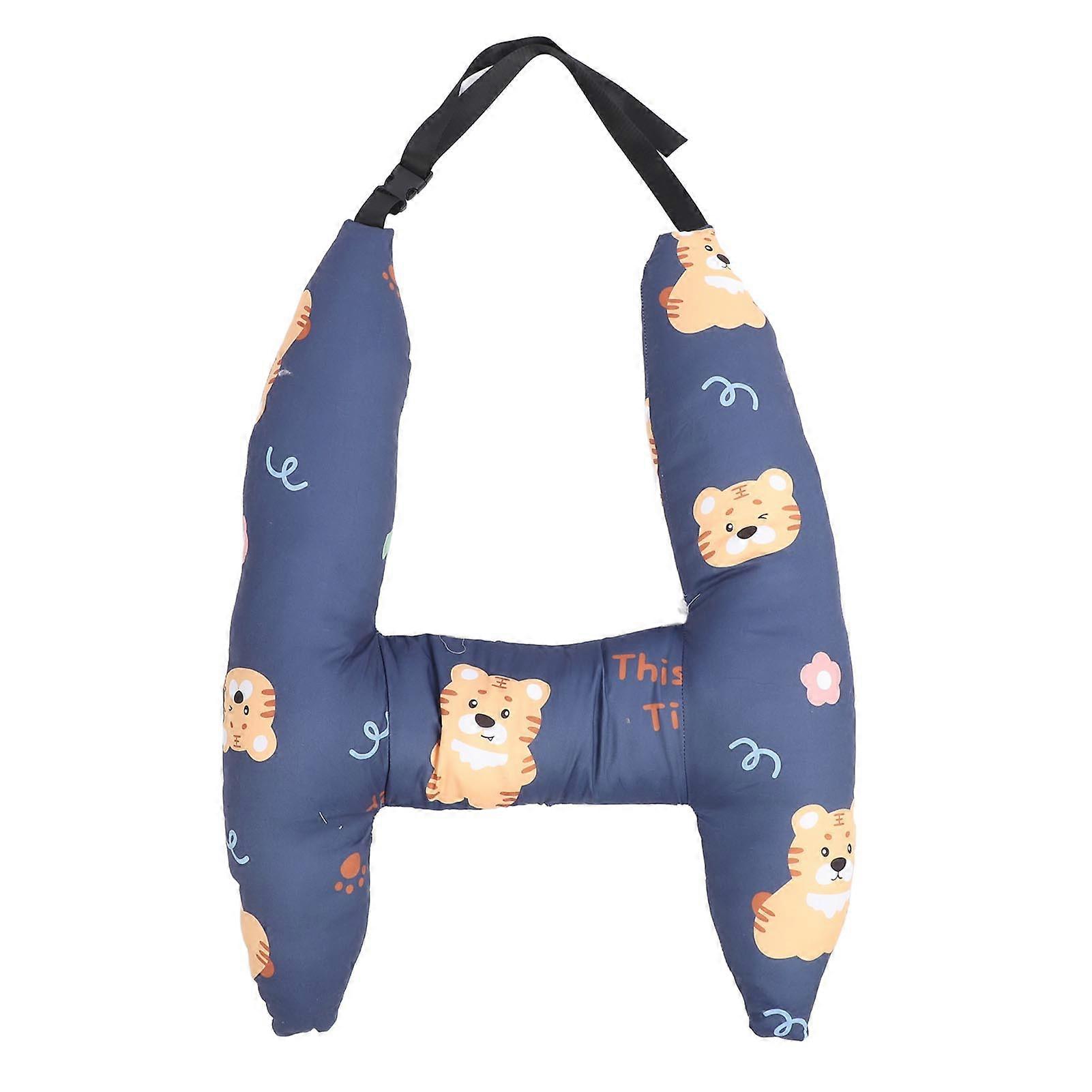 H Shaped Travel Car Pillow for Kids Adults Super Soft Double Sided Adjustable Strap Cute Printed Ergonomic Car Seat Travel Pillow Type 4