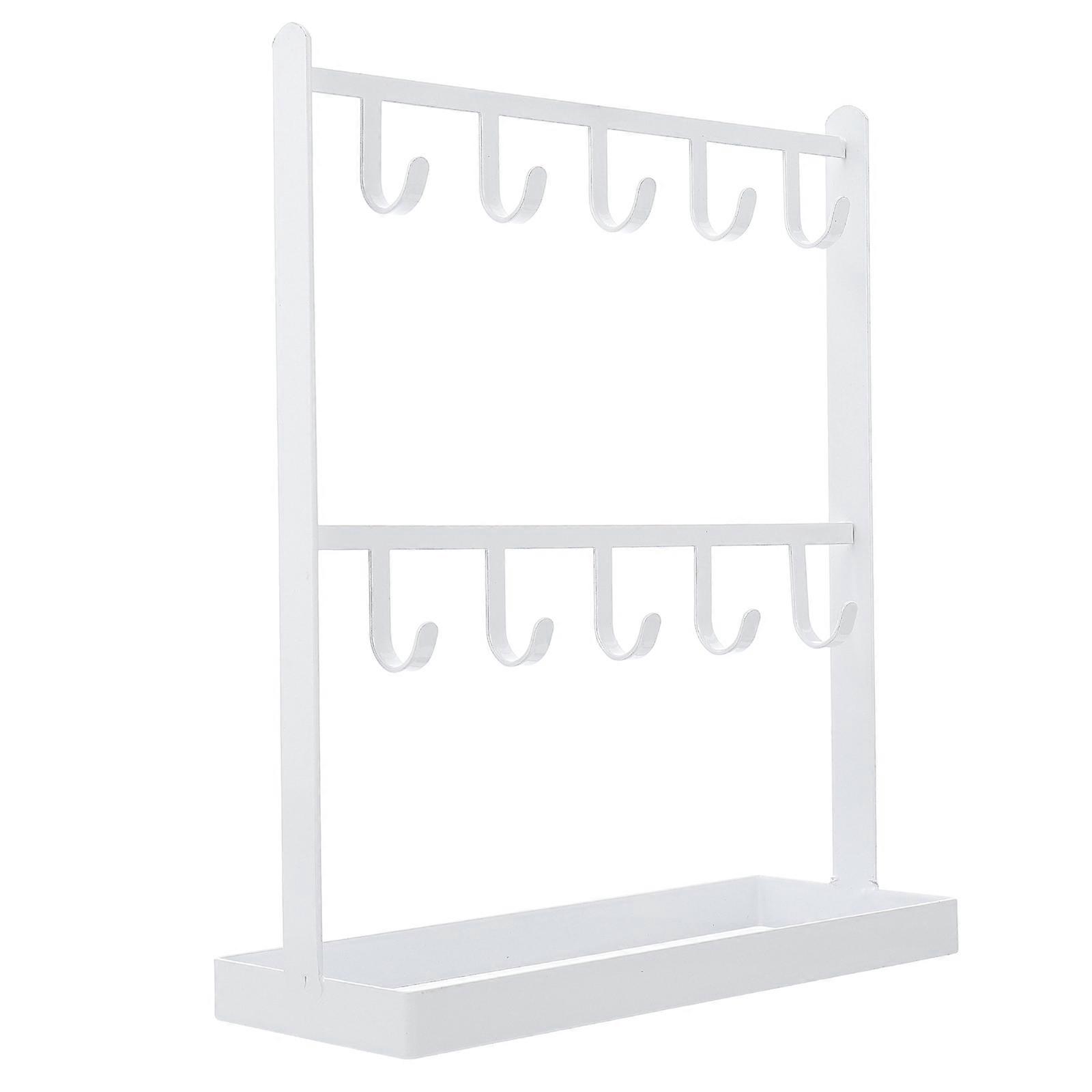 White Metal Jewelry Rack for Home Use Earring Holder Simple Design Ideal for Organizing 10.5 Inch