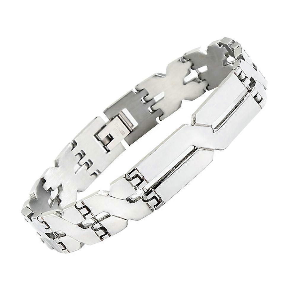 1pc Stainless Steel Punk X shaped Bracelet Simple Bracelets Adjustable Bangle Wrist Decoration Hand Chain for Men(Silver)