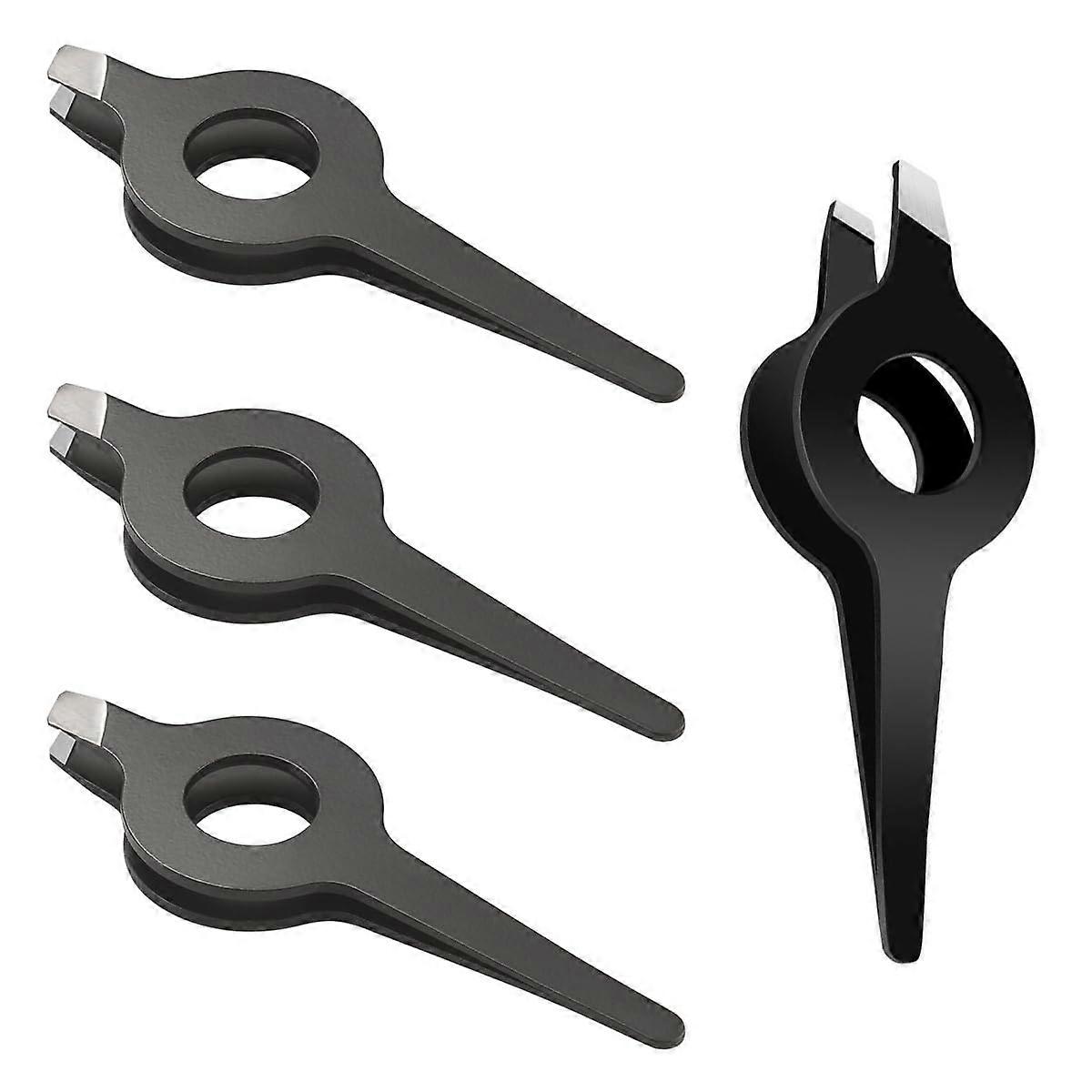 4 Pieces Oblique Tweezers Set with Ergonomic Wide Handle and Slant Tip for Eyebrow Shaping and Ingrown Hair Removal