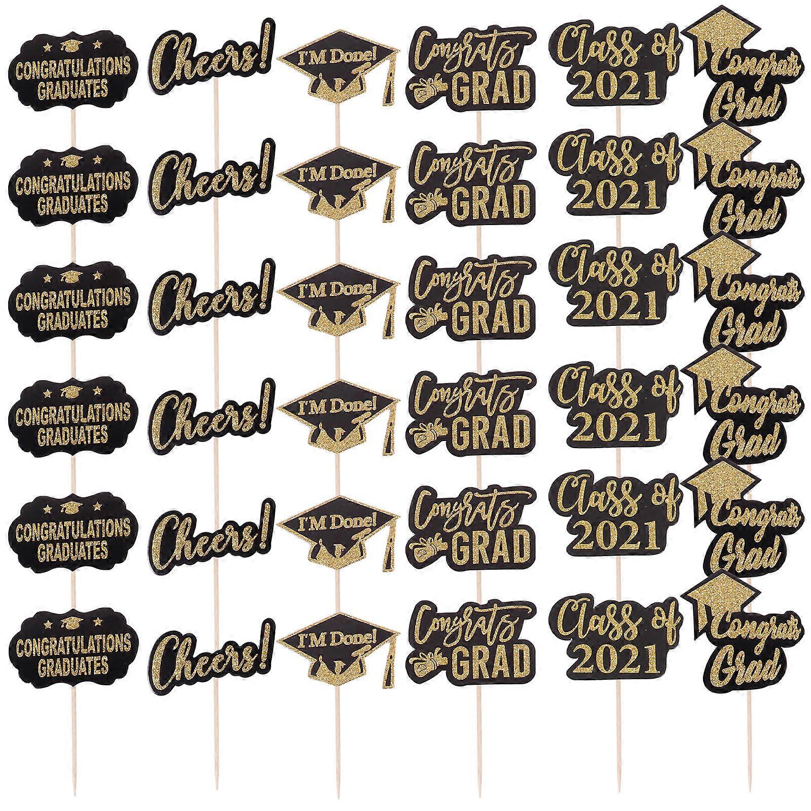 Graduation Cake Decor Set 36Pcs Cake Toppers Suitable For Graduates And Party Hosts Graduation Themed
