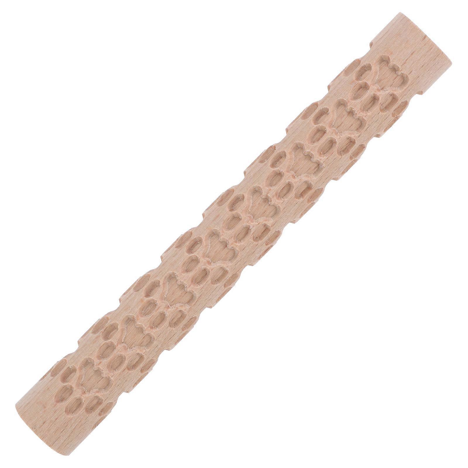 Wooden Embossed Rolling Pin for Clay and Baking – Durable Textured Hand Roller for Pottery, Fondant, Cookies, and Polymer Clay – Food Safe with