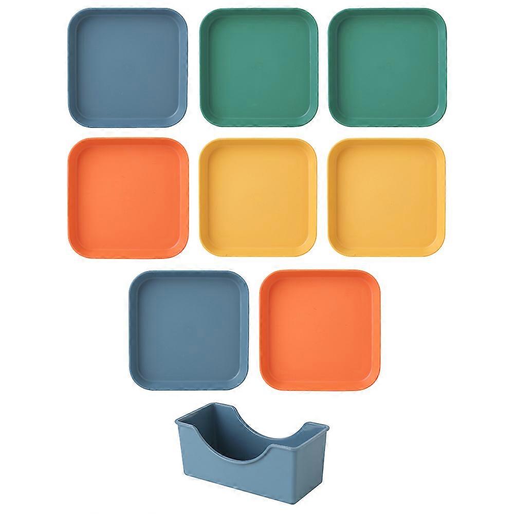 Square Shaped PP Food Container with Storage Bottom for Home in Assorted Color 7.87x7.87x1.57 Inches