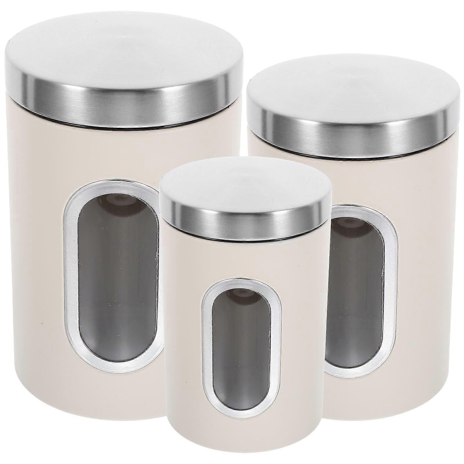 Airtight Cereal Containers For Tea And Coffee 15.50X8.90X8.90cm Metal Design 3Pcs