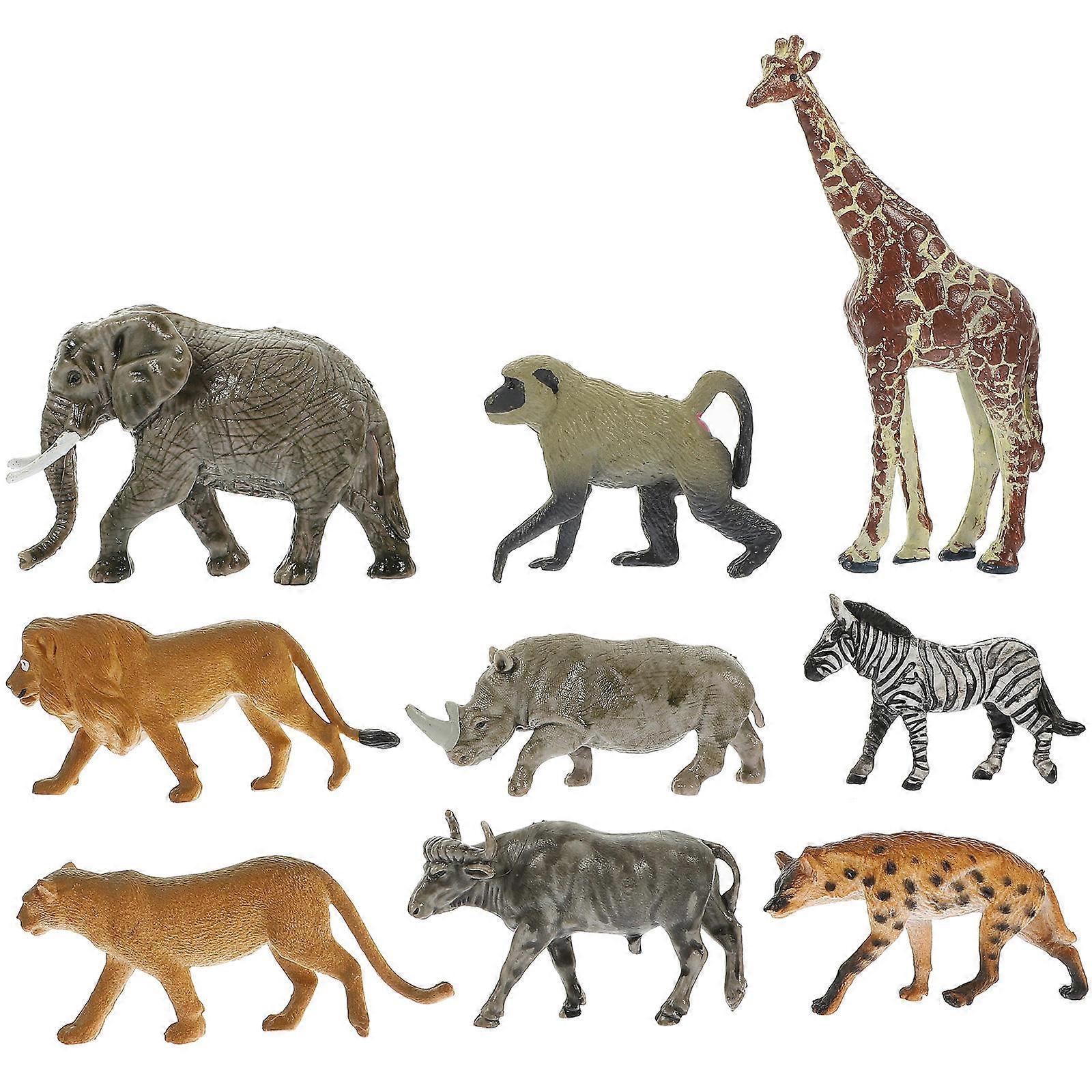 9PCS Simulated Wild Animal Models Lightweight Figurines for Home Decor & Educational Play – Giraffe, Lion, Zebra, Elephant and More