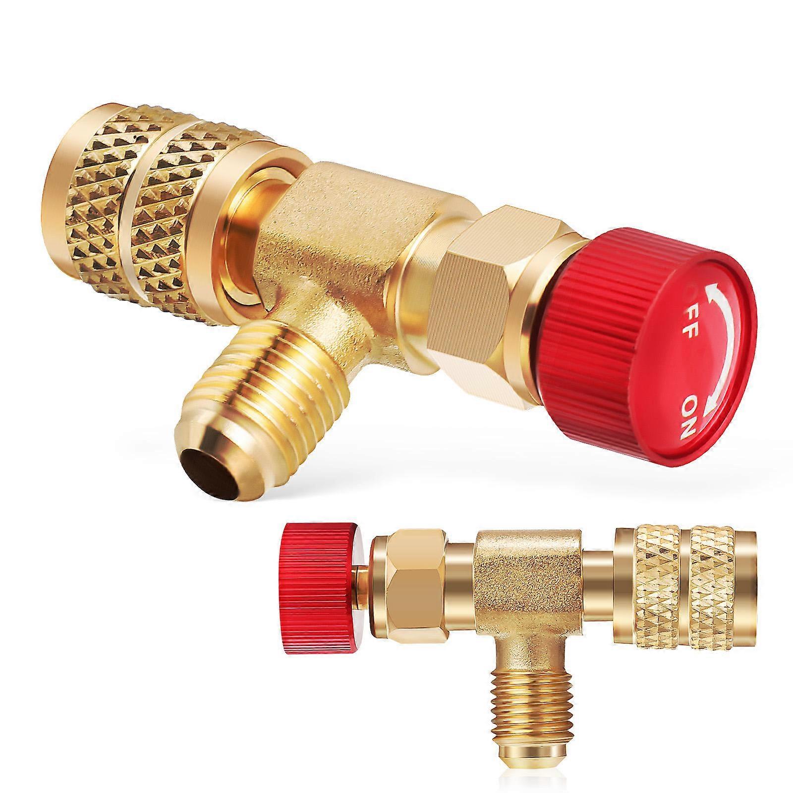 R410 Conversion Air Conditioner Valve 2Pcs For Technicians In Refrigerant Maintenance Golden Color