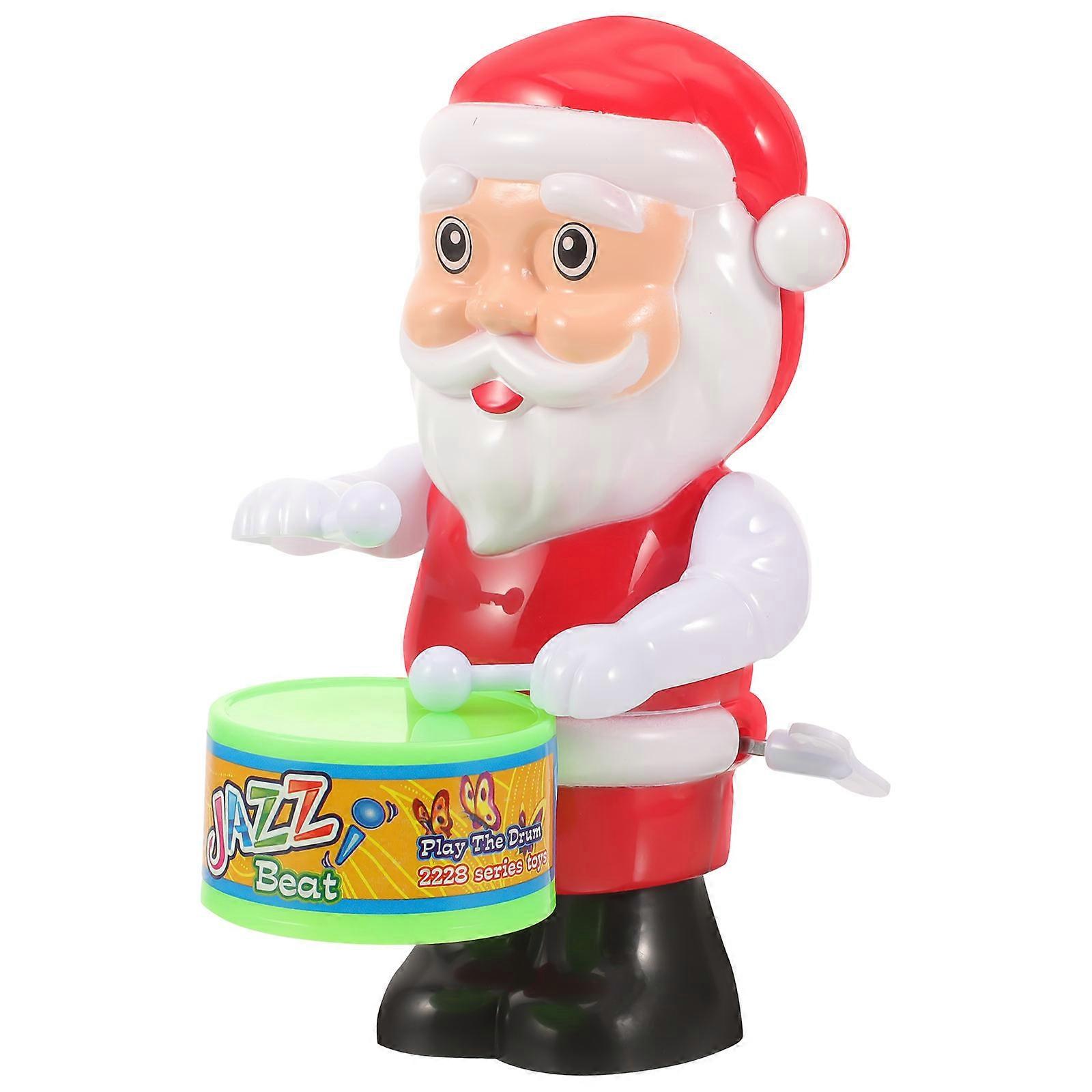 Christmas Clockwork Toy 3Pcs Wind Up Santa Drum Fun For Kids Christmas Occasion Lightweight Size 12.50X9.50X7.00Cm