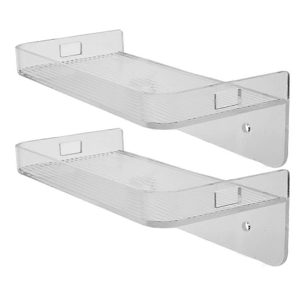 Clear Wall Mount Spice Rack Organizer, 2 Pack – Stylish Floating Shelves for Kitchen & Bathroom Storage, Easy Installation