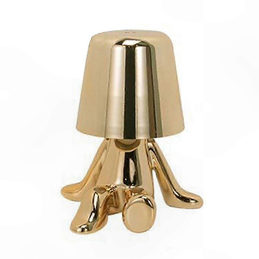 Touch Table Lamp with Golden Thinker Statue - 3-Level Dimming, USB Rechargeable Nordic Desk Light for Home Office Decor