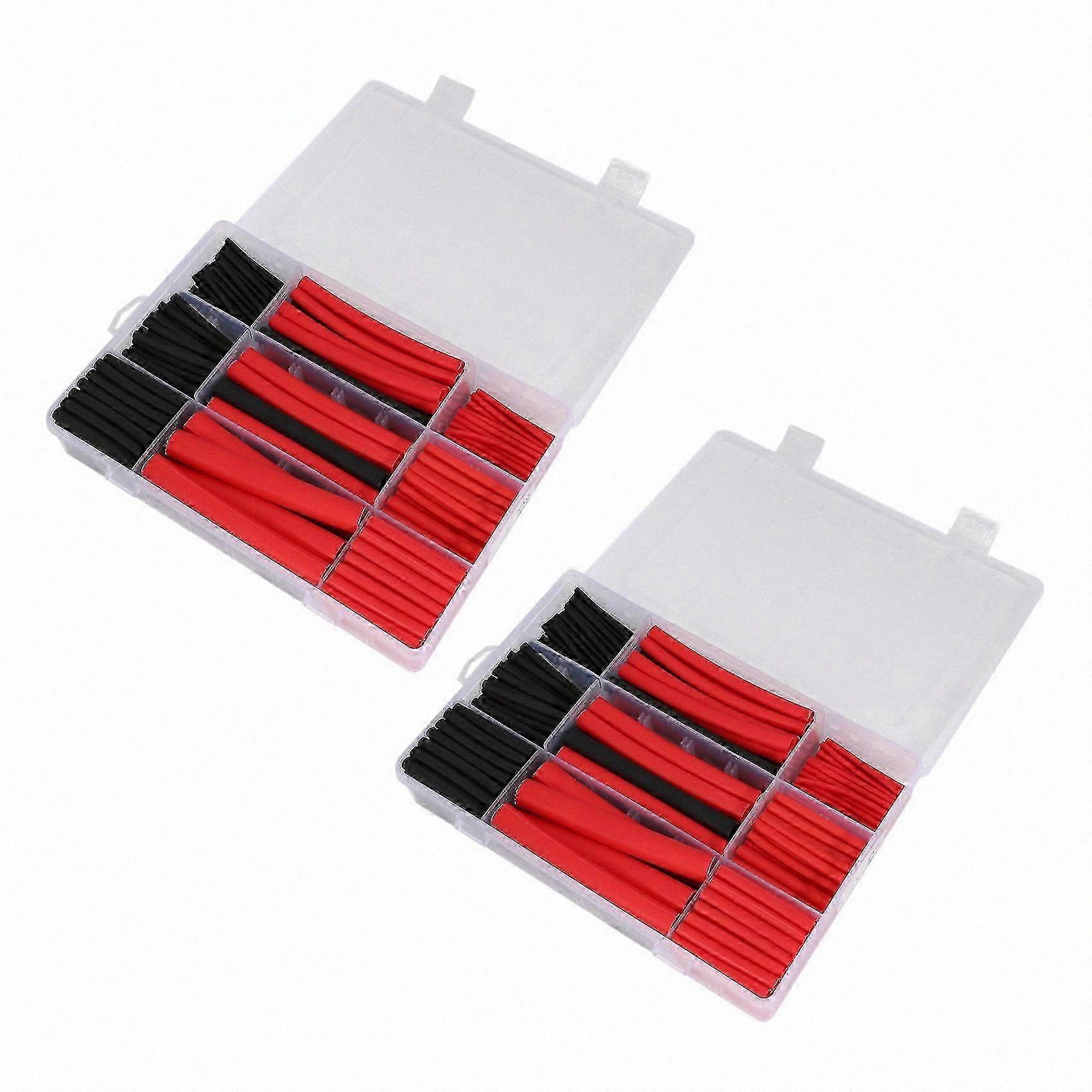 540pcs 3: 1 Shrink Ratio Dual Wall Adhesive Lined Heat Shrink Tubing Tube 6 Size 2 Color Kit Black