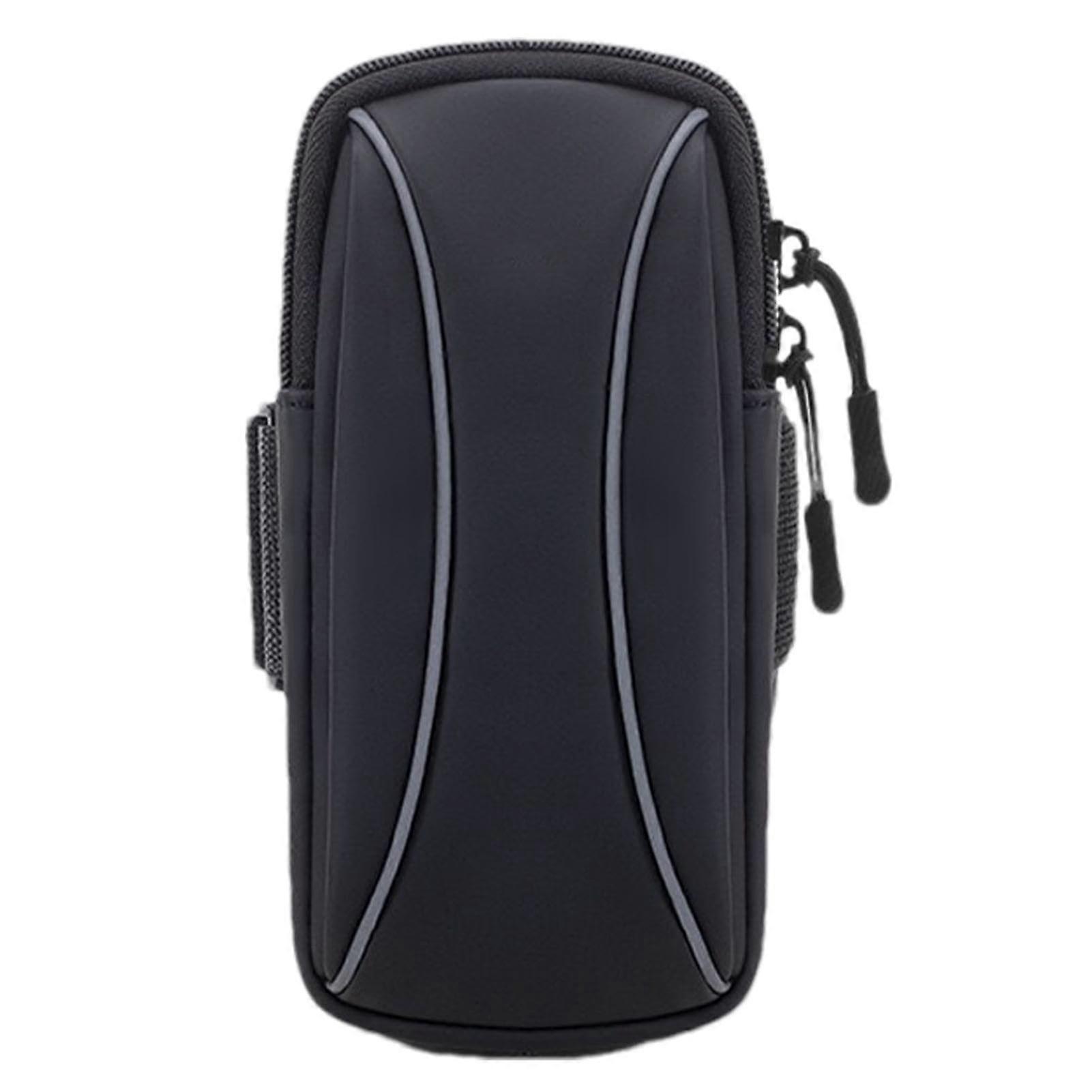 Mobile Phone Case Armband For Running Reflective Water-Repellent Secure Pocket Walking And Cycling Black