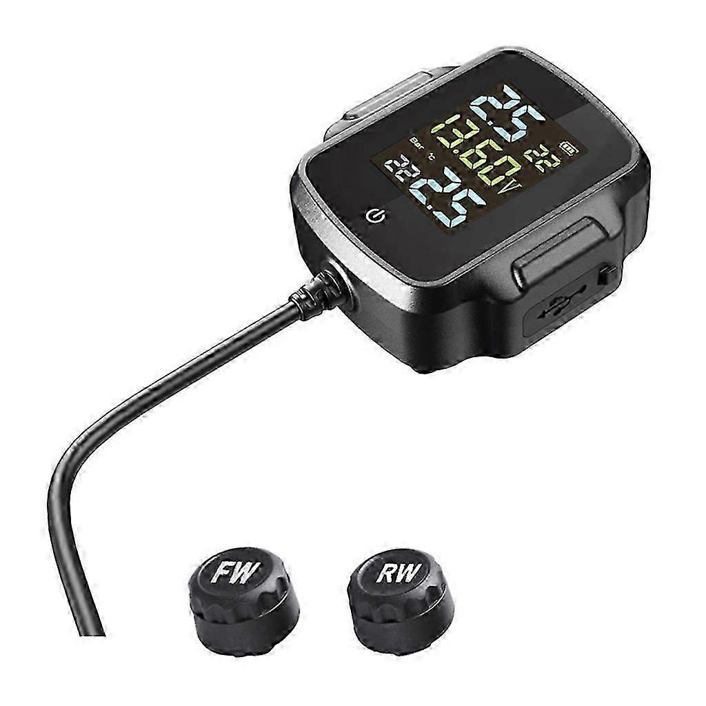 Motorcycle Tyre Pressure Monitoring System with LCD Display and Dual Sensors