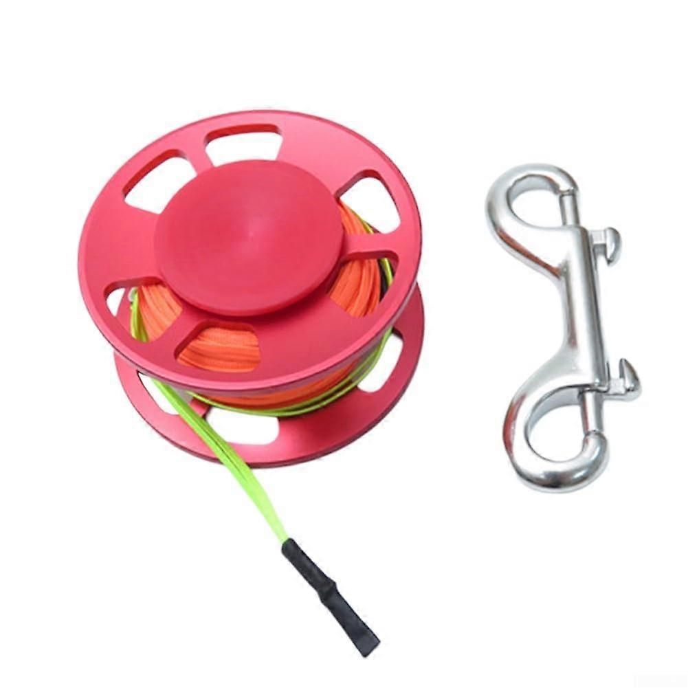 Dive Deep Lightweight Aluminium Alloy Finger Spool Reel Equipped with a 90mm Double Head Snap Hook (Red)