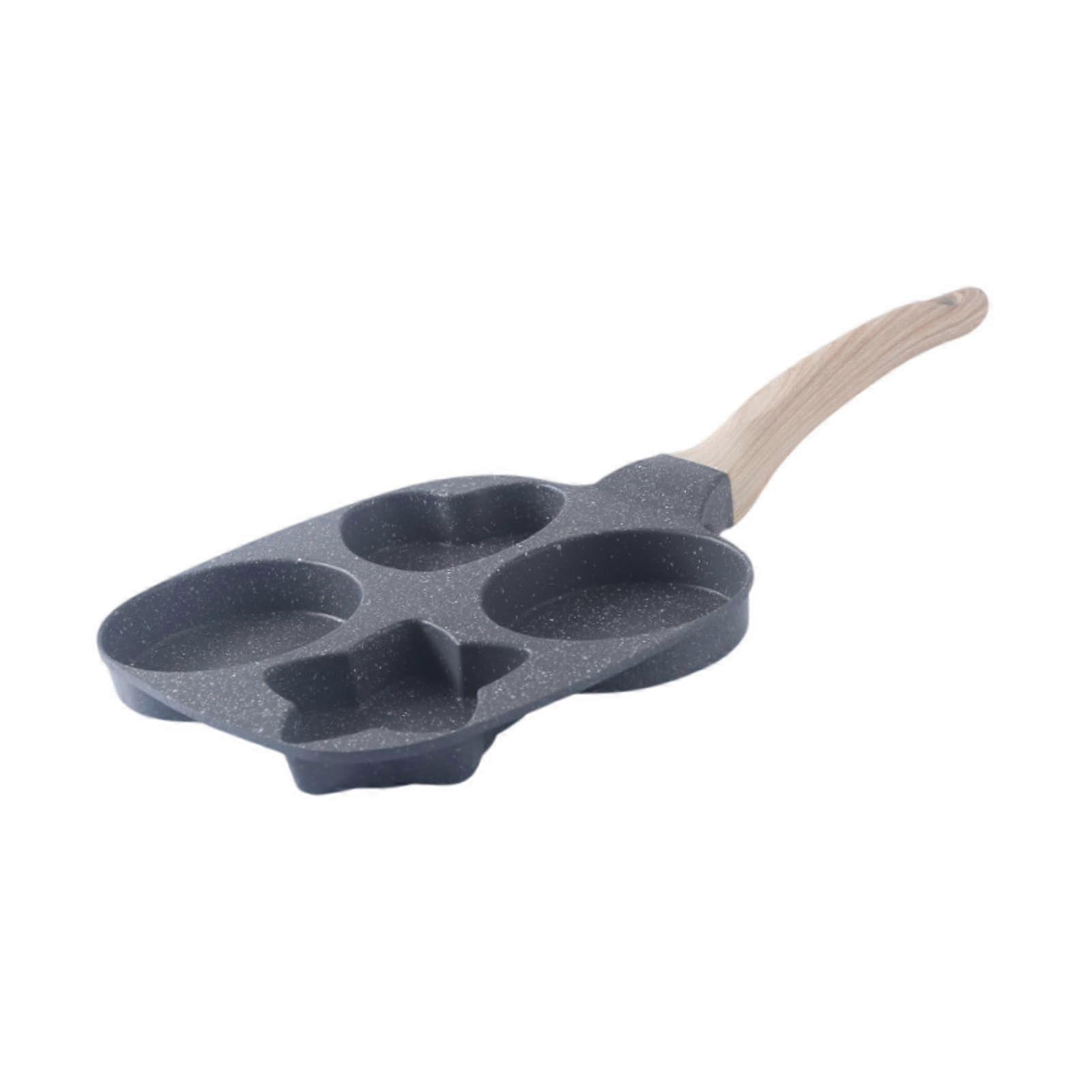 Egg Fried Pan 4 Cups of Divided Egg No Stick for Hamburger Meat of Ham Crap, Grey