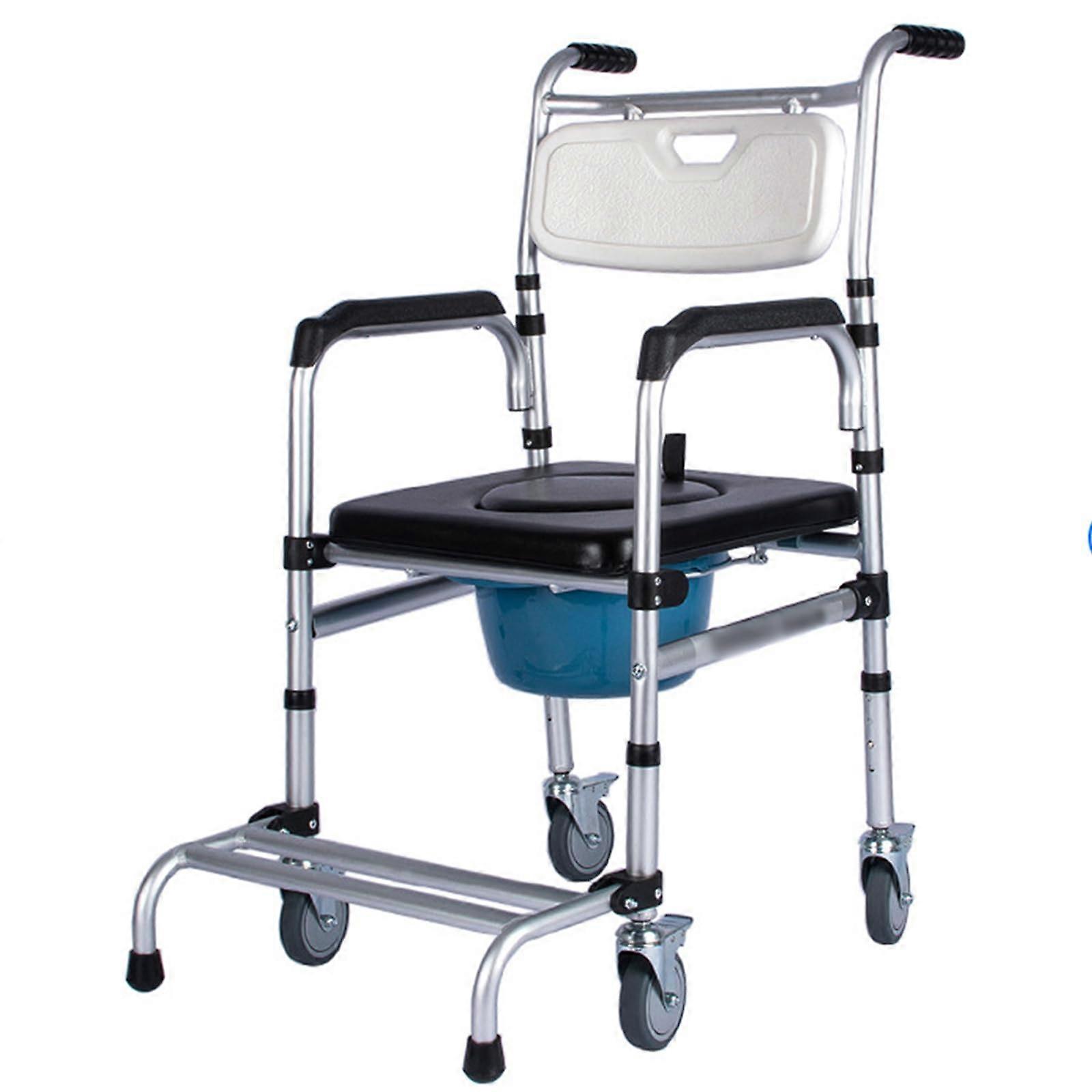 Height Adjustable Bedside Commode Chair with Wheels for Elderly and Disabled Shower Wheelchair for Toilet and Shower Use Ref: 5468