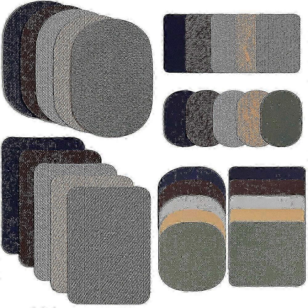 30 Piece Twill Fabric Repair Kit Iron On Patches for Jackets & Clothes