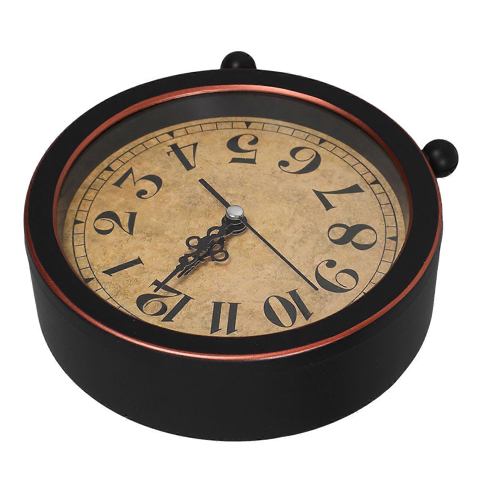 Silent Vintage Metal Desk Clock, Non Ticking Small Bedside Alarm Clock for Bedroom with Quiet Mechanism, No Battery Included