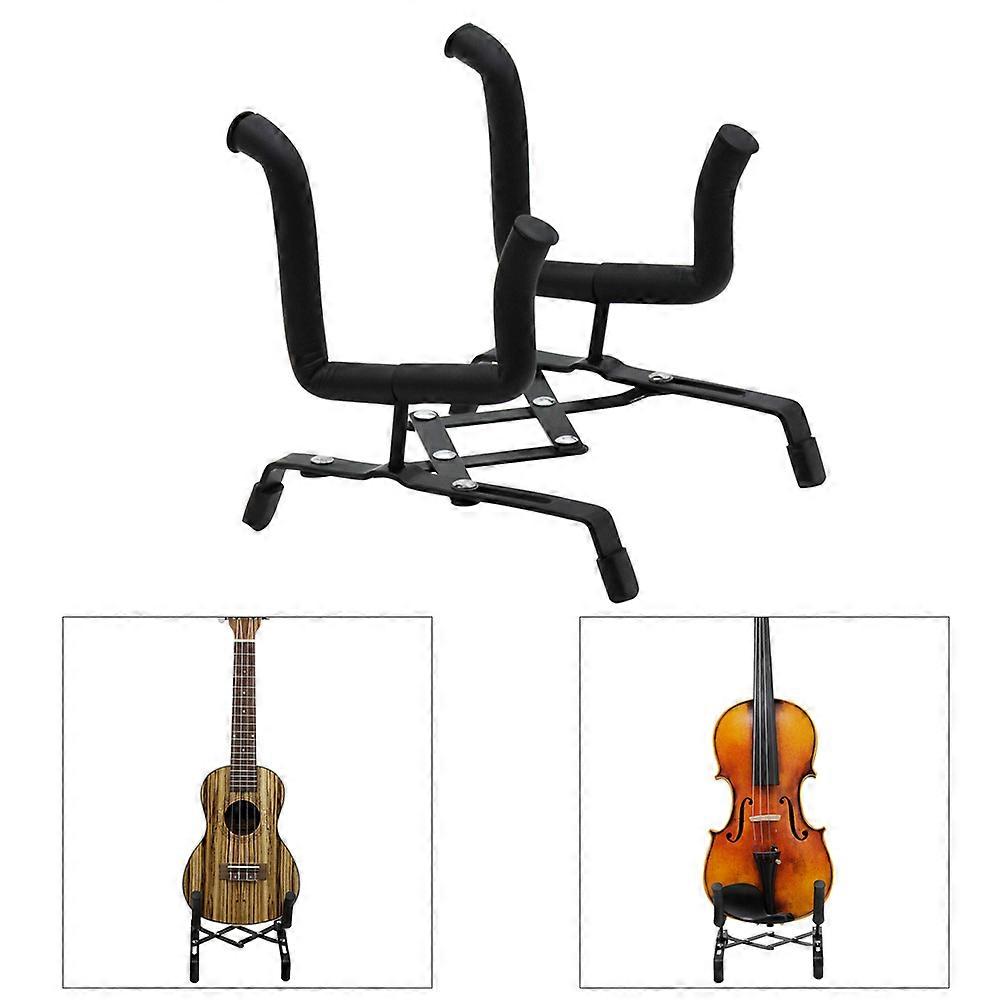 Universal Foldable Ukulele Violin Stand Adjustable Metal Holder Black