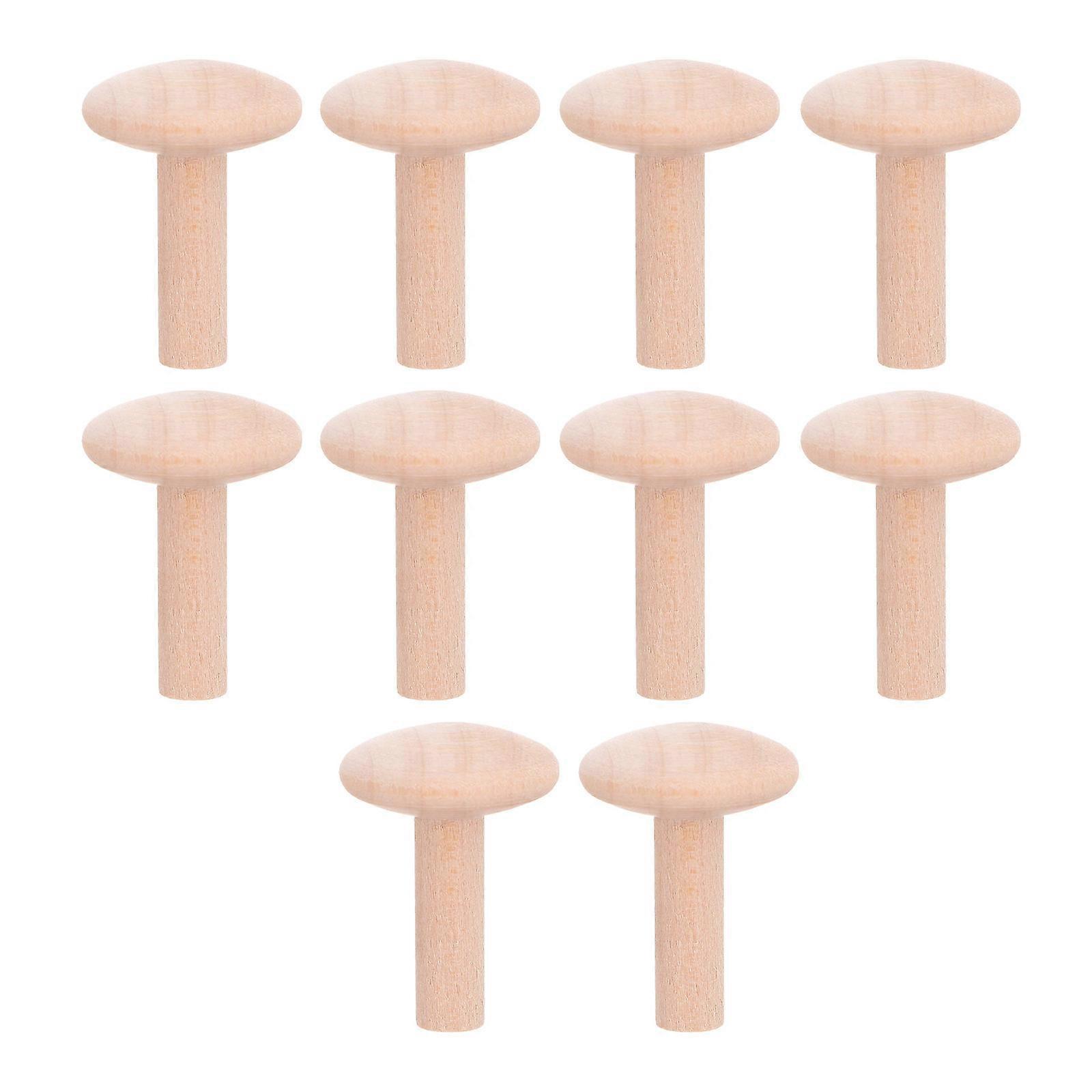 10pcs Wood Pegs for Crafts T Shaped Structure Solid Wood for DIY Projects Beige 1.38 x 0.98 Inch