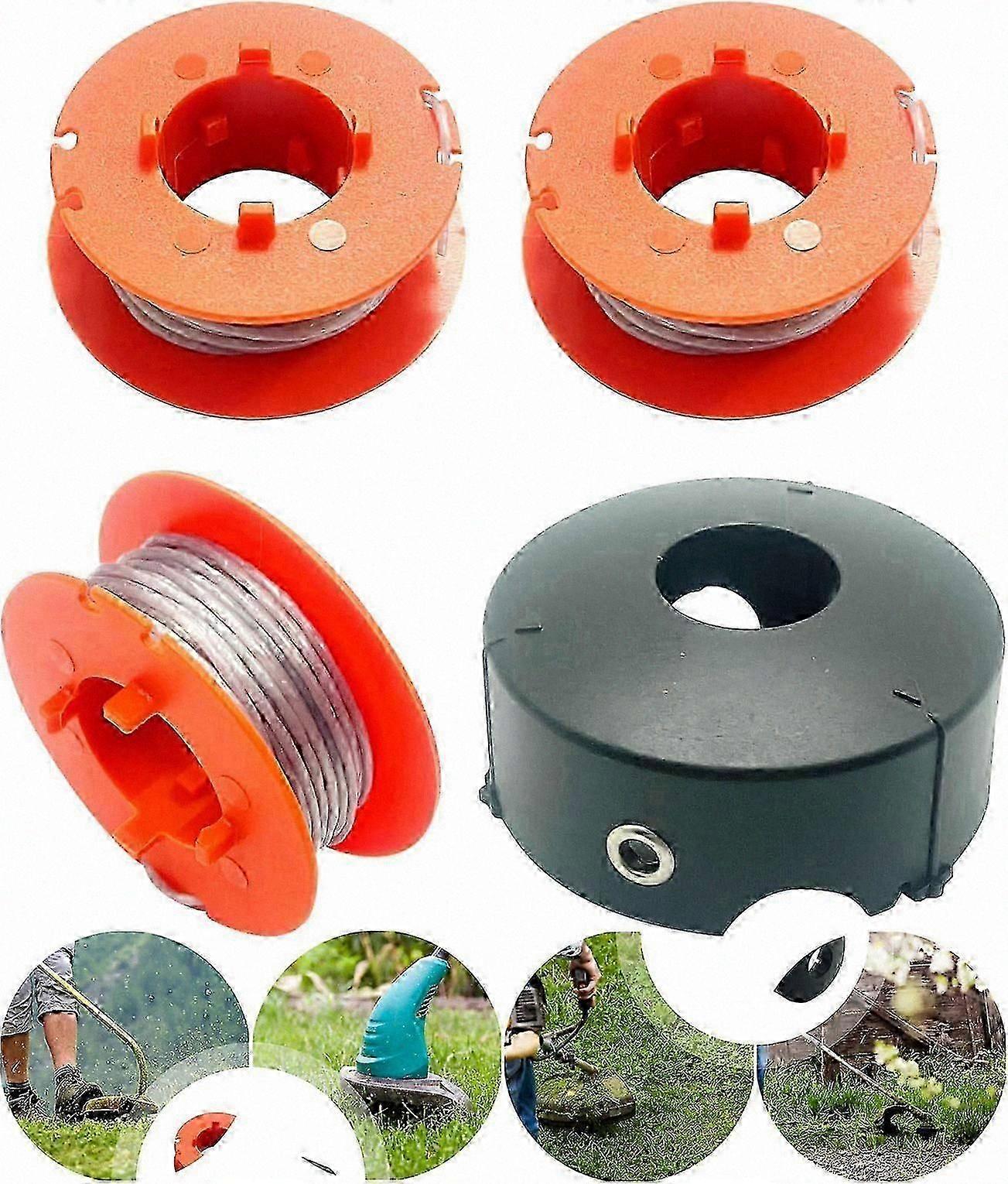 Wire Spool for Art 23 26 30 Easytrim and Combitrim, Automatic Soft Cord Spool, 8M x 1.6mm with Cover, 3 Spools + 1 Extra Cover, Compatible with Pro-Ta