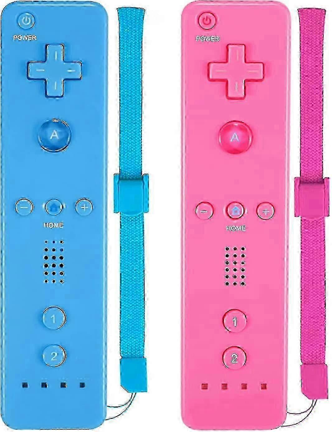2er-Pack Classic Wireless Controller, kompatibel mit Wii und Wii U - Gamecontroller mit Silikonhülle und Handschlaufe (Pink und Blau)
