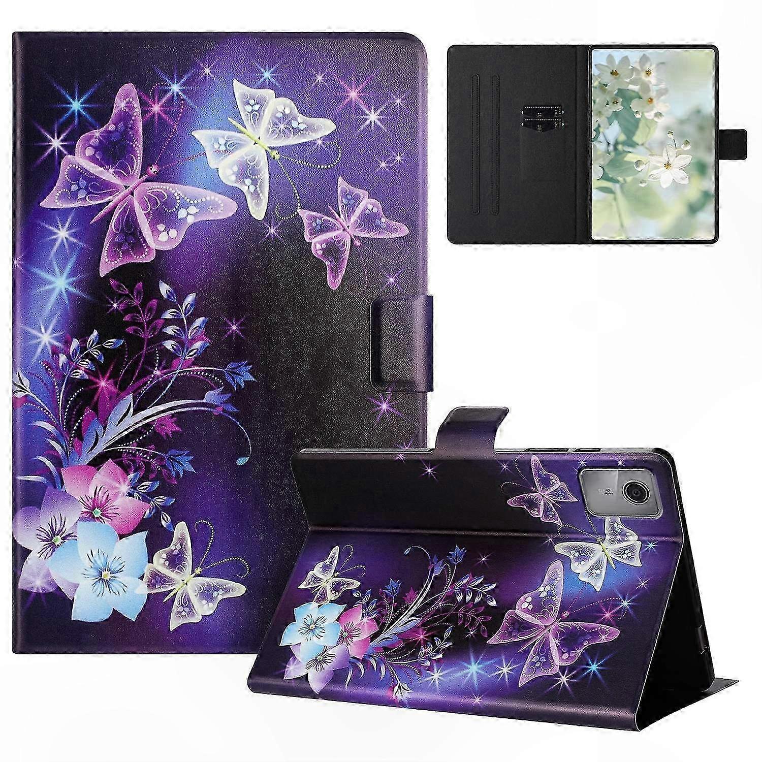 Universal Tablet Case with Stand Function, Pattern Printed Leather Cover, Card Slots for 11-inch Tablets