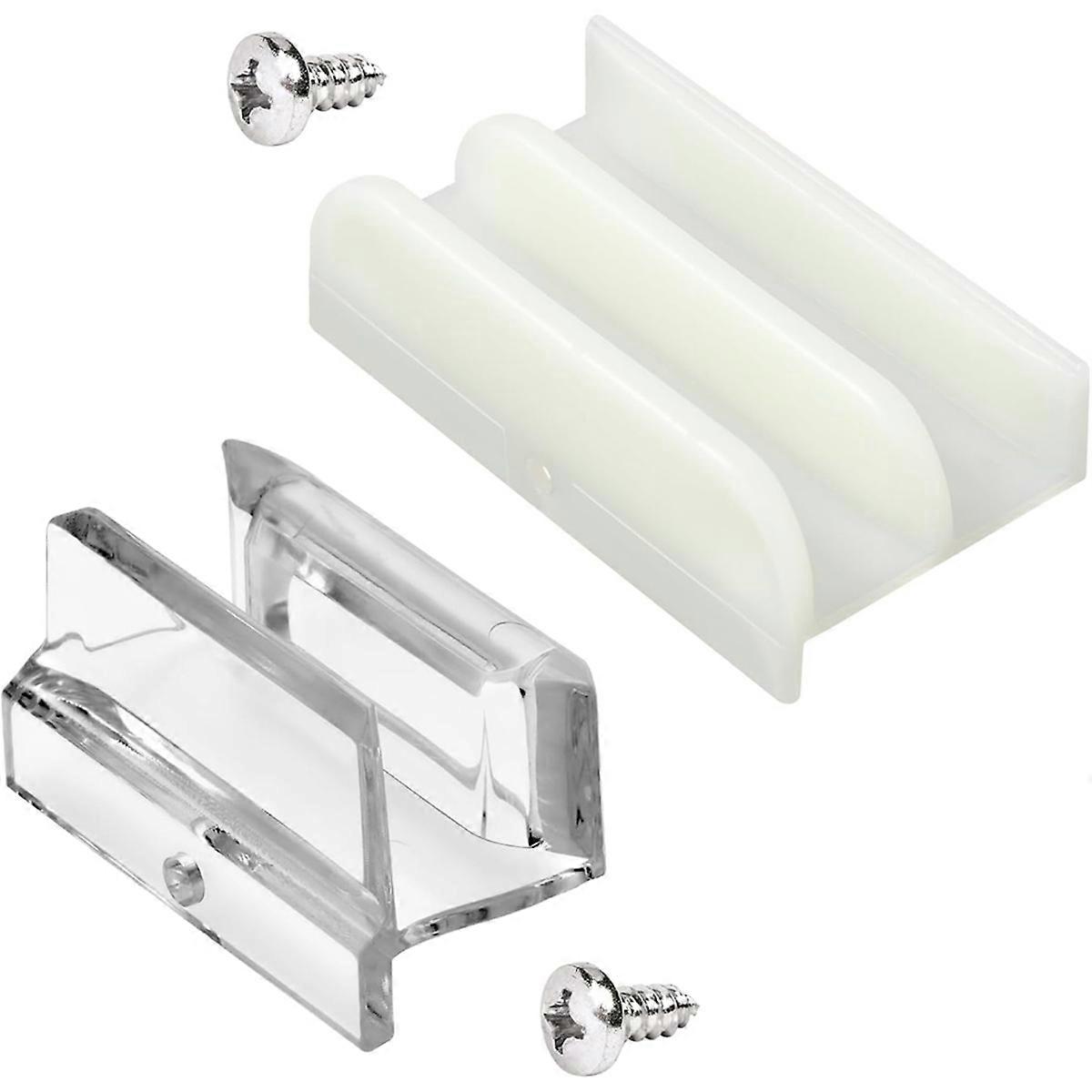2-Size M6219 Sliding Shower Door Bottom Guide Combo Pack-Rails for Glass Shower Doors Fits 1/2in & 3/8in Glass Thickness