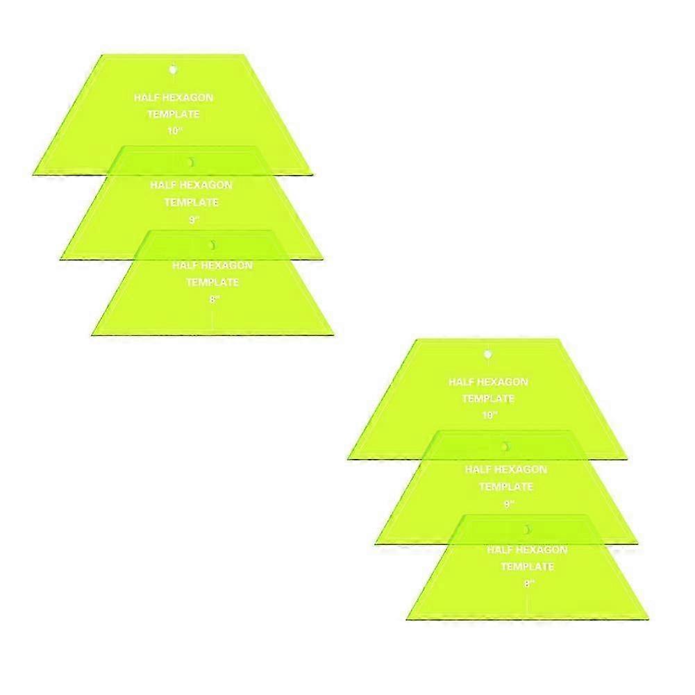 6 Piece Quilt Template Half Hexagon Acrylic Ruler - Set of Quilting Rulers for Quilting with Ref 6036