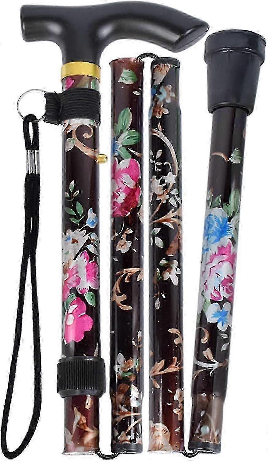 Adjusted Lightweight Folding Cane - Black Adjustable Walking Stick for Users
