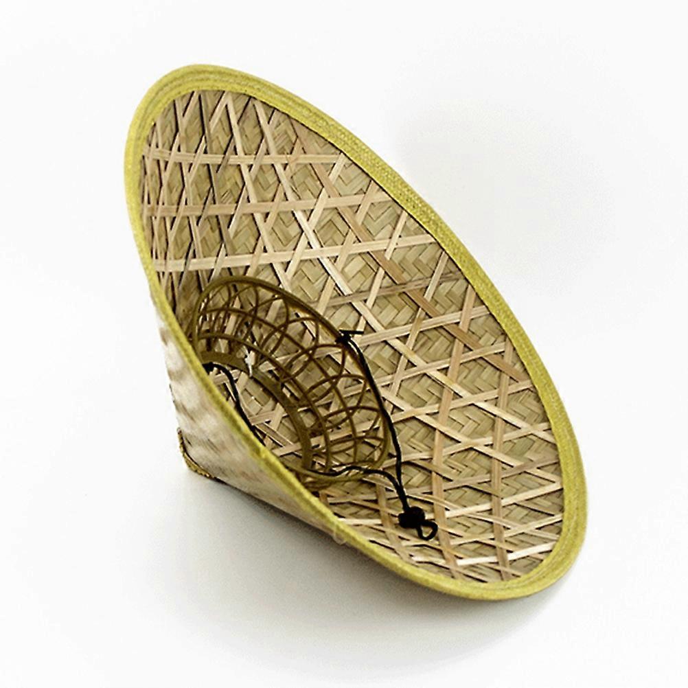 Bamboo Conical Hat for Wearing Use Beige Color Traditional Asian Rice Farmer Hat 42x18cm