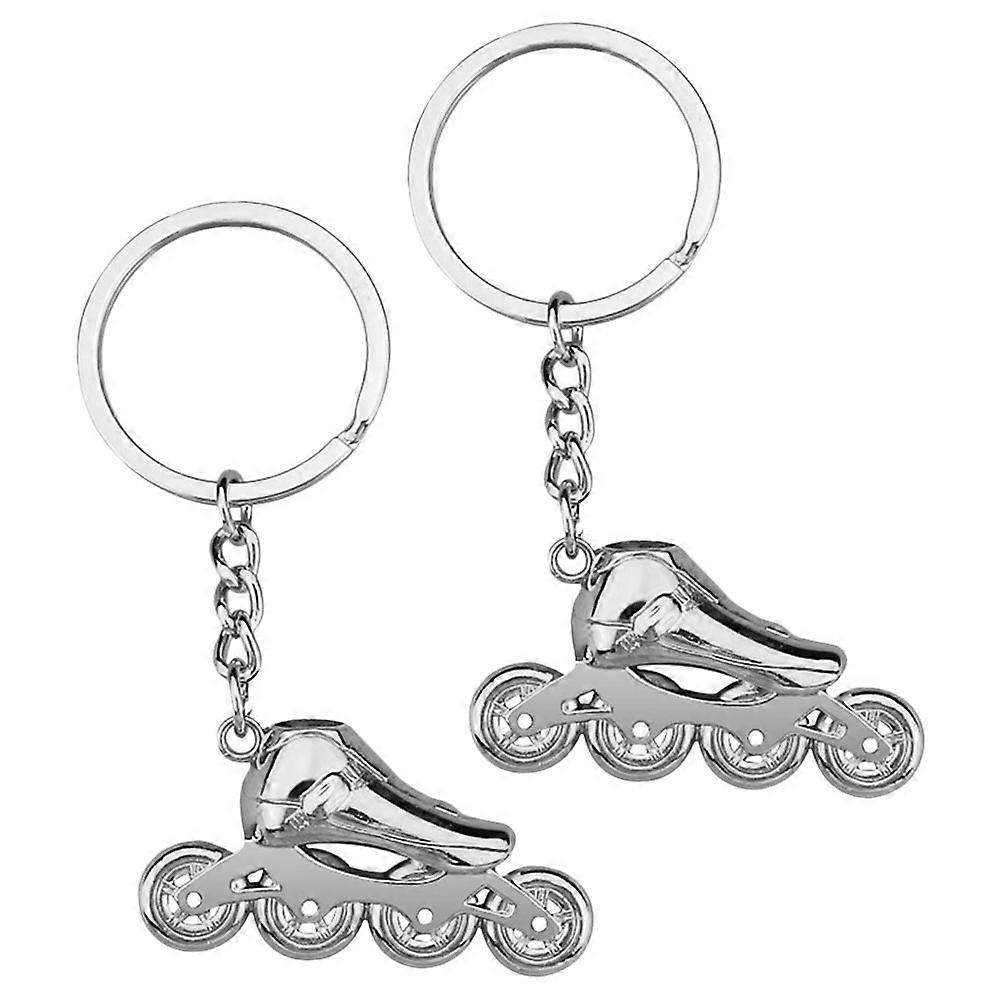 Roller Skate Keychain Pendant Made of Zinc Alloy for Hanging Keys Silver Color Small Size