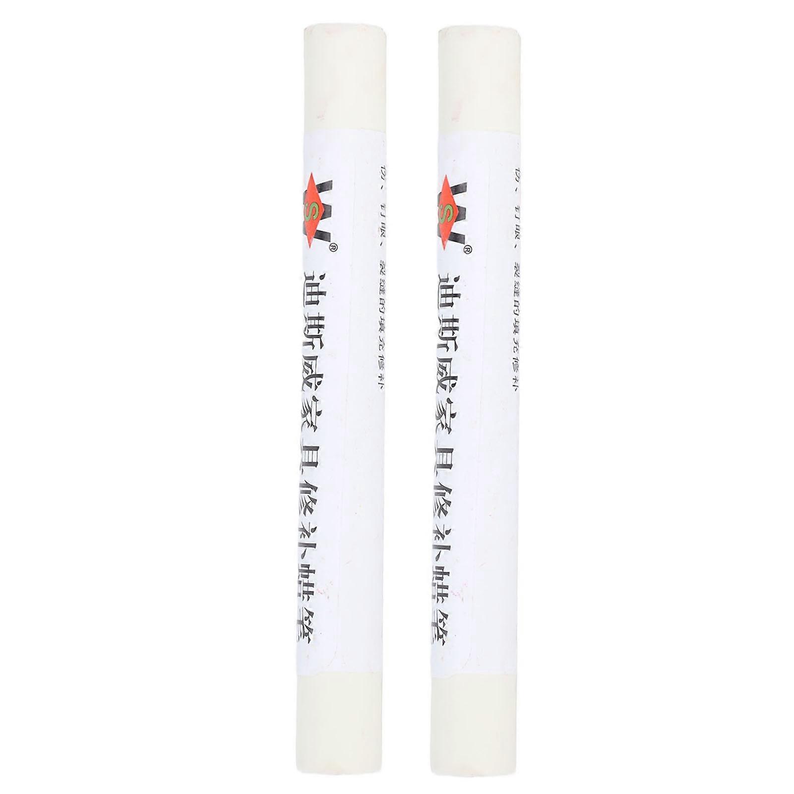 2stk Møbelmaling Reparation Voks Farveblyant Ridse Patch Maling Pen Træ Komposit Reparationsmateriale Elfenben Hvid