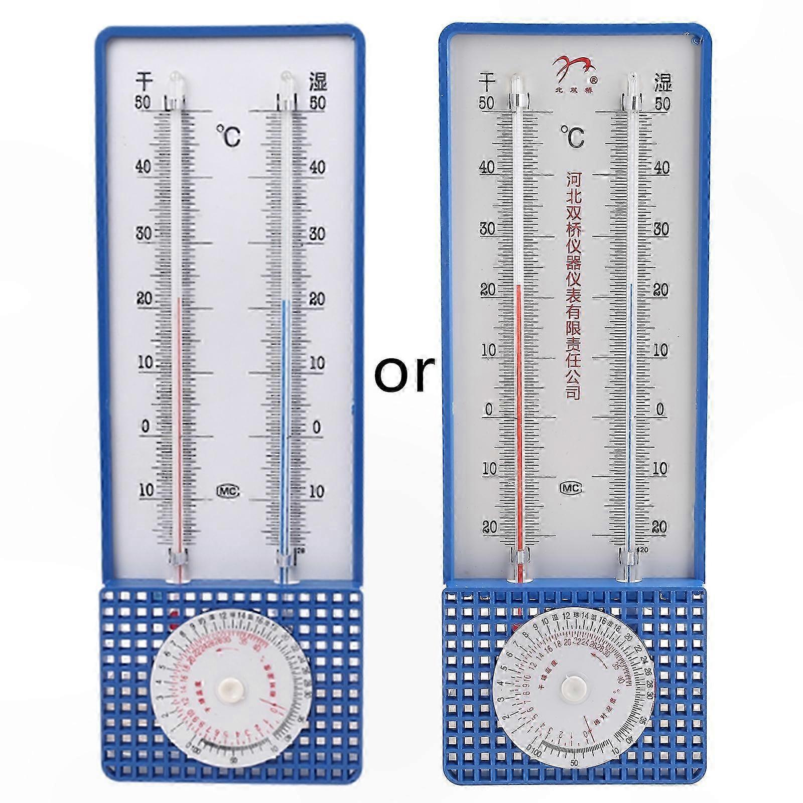 Wall-Mounted Wet Dry Bulb Thermometer Hygrometer for Lab and Room Use