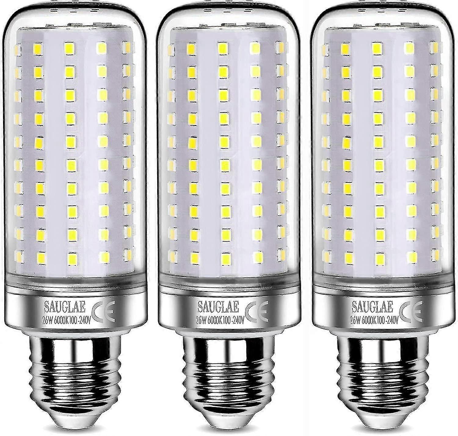 Energy Efficient LED Light Bulbs 26W 3 Pack 200W Equivalent 3000LM E27