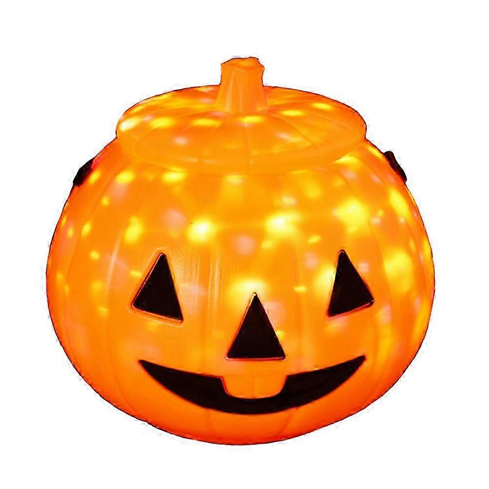 Glow in The Dark Halloween Pumpkin Candy Bucket with LED Lights and Sound