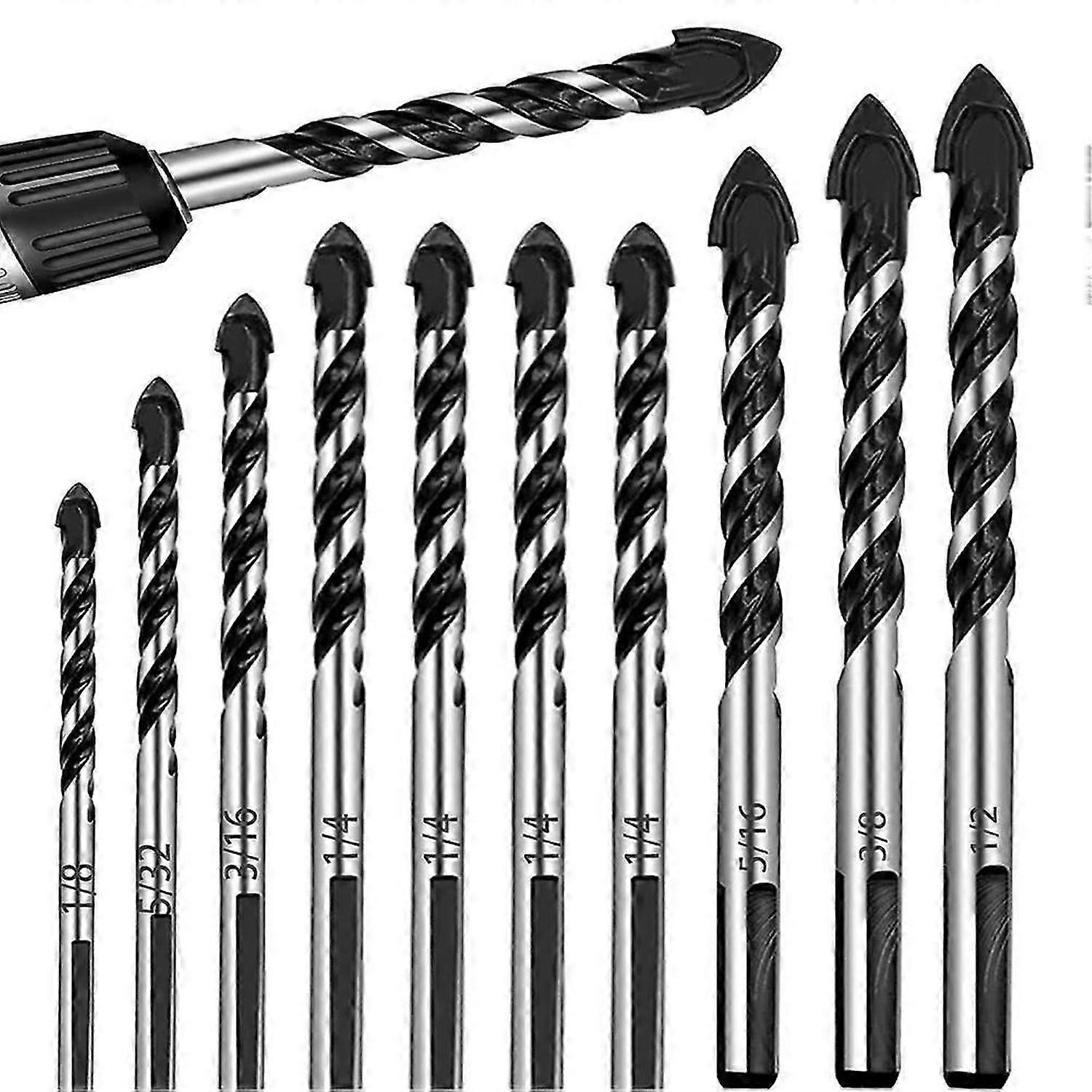 Masonry Drill Bit Set,Professional Carbide Drill Bits,Set (1/8-1/2In)